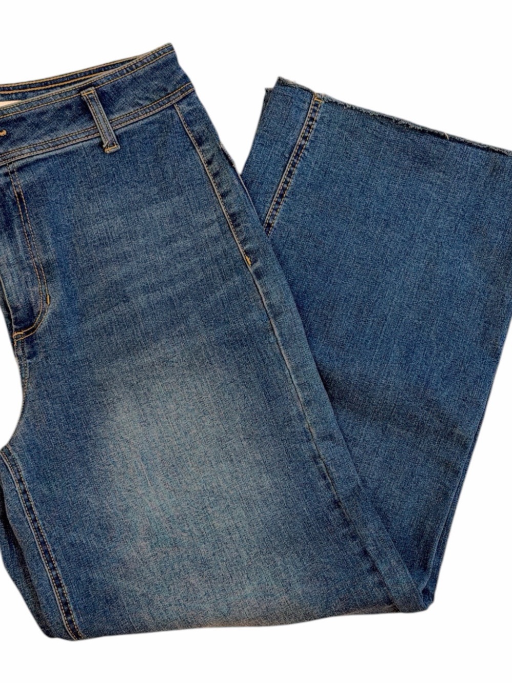 OAT New York High-Rise Wide-Leg Raw Hem Denim Jeans Size 10 / 30 - Picture 3 of 12